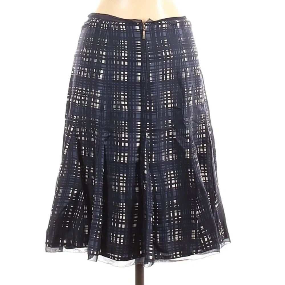Tory Burch Silk Navy blue Academia Sway A line knee length skirt women’s size 2